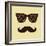 Vintage Hipster Background. Sunglasses and Mustache.-AnnaKukhmar-Framed Art Print