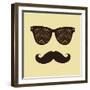 Vintage Hipster Background. Sunglasses and Mustache.-AnnaKukhmar-Framed Art Print