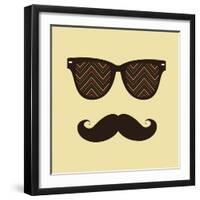 Vintage Hipster Background. Sunglasses and Mustache.-AnnaKukhmar-Framed Art Print