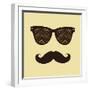 Vintage Hipster Background. Sunglasses and Mustache.-AnnaKukhmar-Framed Art Print