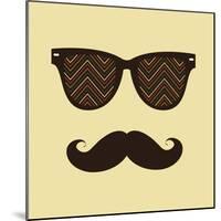 Vintage Hipster Background. Sunglasses and Mustache.-AnnaKukhmar-Mounted Art Print