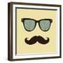 Vintage Hipster Background. Sunglasses and Mustache.-AnnaKukhmar-Framed Art Print
