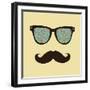 Vintage Hipster Background. Sunglasses and Mustache.-AnnaKukhmar-Framed Art Print