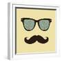 Vintage Hipster Background. Sunglasses and Mustache.-AnnaKukhmar-Framed Art Print