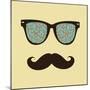 Vintage Hipster Background. Sunglasses and Mustache.-AnnaKukhmar-Mounted Art Print