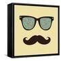 Vintage Hipster Background. Sunglasses and Mustache.-AnnaKukhmar-Framed Stretched Canvas