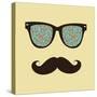 Vintage Hipster Background. Sunglasses and Mustache.-AnnaKukhmar-Stretched Canvas