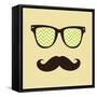 Vintage Hipster Background. Sunglasses and Mustache.-AnnaKukhmar-Framed Stretched Canvas