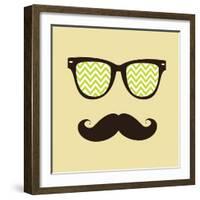 Vintage Hipster Background. Sunglasses and Mustache.-AnnaKukhmar-Framed Art Print