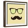 Vintage Hipster Background. Sunglasses and Mustache.-AnnaKukhmar-Framed Art Print