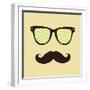 Vintage Hipster Background. Sunglasses and Mustache.-AnnaKukhmar-Framed Art Print