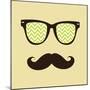 Vintage Hipster Background. Sunglasses and Mustache.-AnnaKukhmar-Mounted Art Print