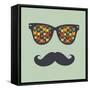 Vintage Hipster Background. Sunglasses and Mustache-AnnaKukhmar-Framed Stretched Canvas