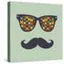 Vintage Hipster Background. Sunglasses and Mustache-AnnaKukhmar-Stretched Canvas