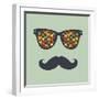 Vintage Hipster Background. Sunglasses and Mustache-AnnaKukhmar-Framed Art Print