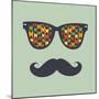 Vintage Hipster Background. Sunglasses and Mustache-AnnaKukhmar-Mounted Art Print