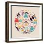 Vintage Hipster Icon Circle-cienpies-Framed Art Print