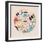 Vintage Hipster Icon Circle-cienpies-Framed Art Print