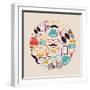 Vintage Hipster Icon Circle-cienpies-Framed Art Print