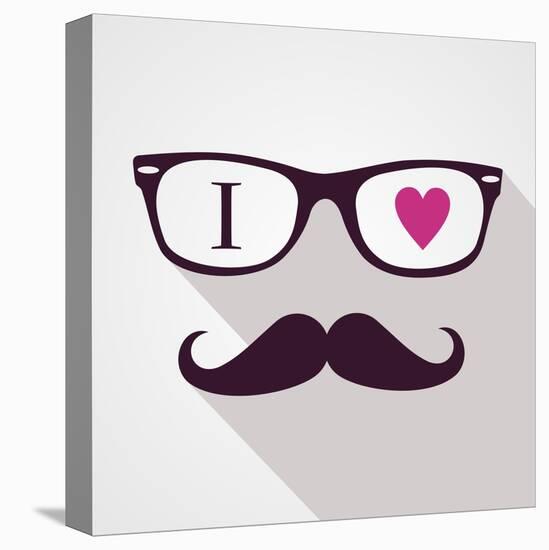 Vintage Hipster Icon Face-cienpies-Stretched Canvas