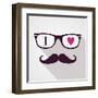 Vintage Hipster Icon Face-cienpies-Framed Art Print