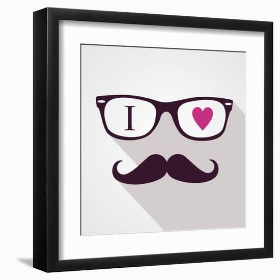 Vintage Hipster Icon Face-cienpies-Framed Art Print