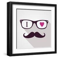 Vintage Hipster Icon Face-cienpies-Framed Art Print