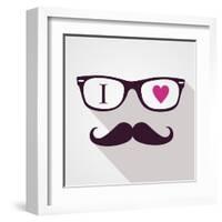 Vintage Hipster Icon Face-cienpies-Framed Art Print