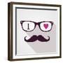 Vintage Hipster Icon Face-cienpies-Framed Premium Giclee Print