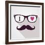 Vintage Hipster Icon Face-cienpies-Framed Art Print