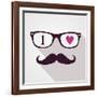 Vintage Hipster Icon Face-cienpies-Framed Art Print