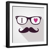 Vintage Hipster Icon Face-cienpies-Framed Art Print