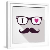 Vintage Hipster Icon Face-cienpies-Framed Art Print