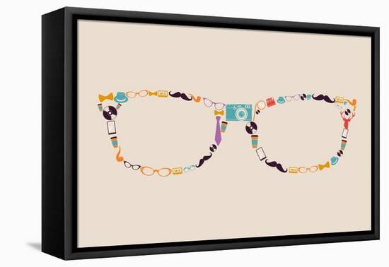 Vintage Hipster Icon Glasses-cienpies-Framed Stretched Canvas