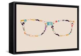 Vintage Hipster Icon Glasses-cienpies-Framed Stretched Canvas