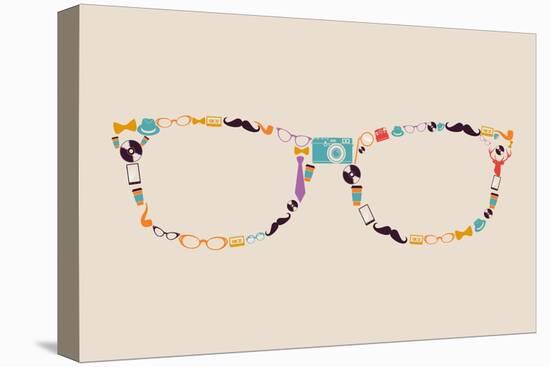 Vintage Hipster Icon Glasses-cienpies-Stretched Canvas