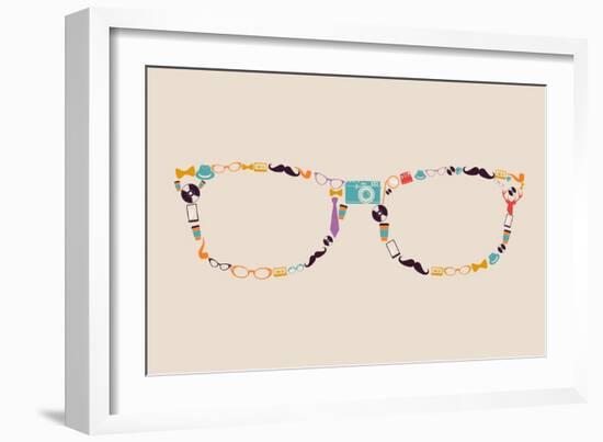 Vintage Hipster Icon Glasses-cienpies-Framed Art Print