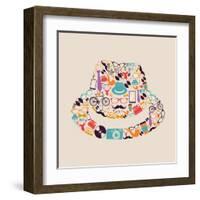 Vintage Hipster Icon Hat-cienpies-Framed Art Print