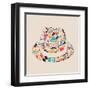 Vintage Hipster Icon Hat-cienpies-Framed Art Print