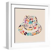 Vintage Hipster Icon Hat-cienpies-Framed Art Print