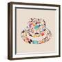 Vintage Hipster Icon Hat-cienpies-Framed Art Print