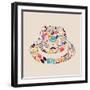 Vintage Hipster Icon Hat-cienpies-Framed Art Print