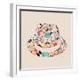 Vintage Hipster Icon Hat-cienpies-Framed Art Print