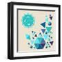 Vintage Hipster Label Icons with Geometric Elements-cienpies-Framed Art Print