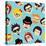Vintage Hipsters Faces Pattern-cienpies-Stretched Canvas