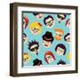 Vintage Hipsters Faces Pattern-cienpies-Framed Art Print