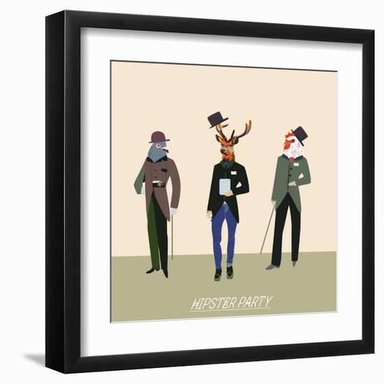 Vintage Hipsters Trendy Illustration-run4it-Framed Art Print