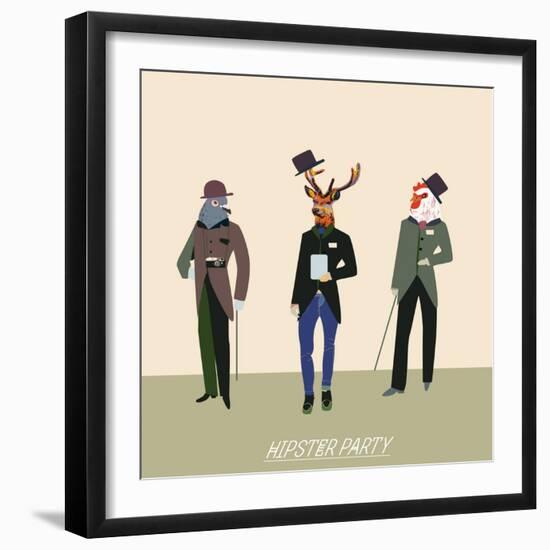 Vintage Hipsters Trendy Illustration-run4it-Framed Art Print