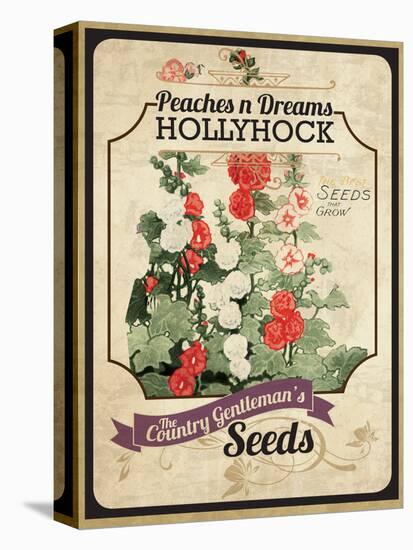 Vintage Hollyhock Seed Packet-null-Stretched Canvas
