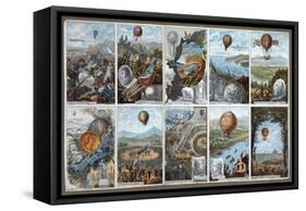 Vintage Hot Air Balloons Card-null-Framed Stretched Canvas